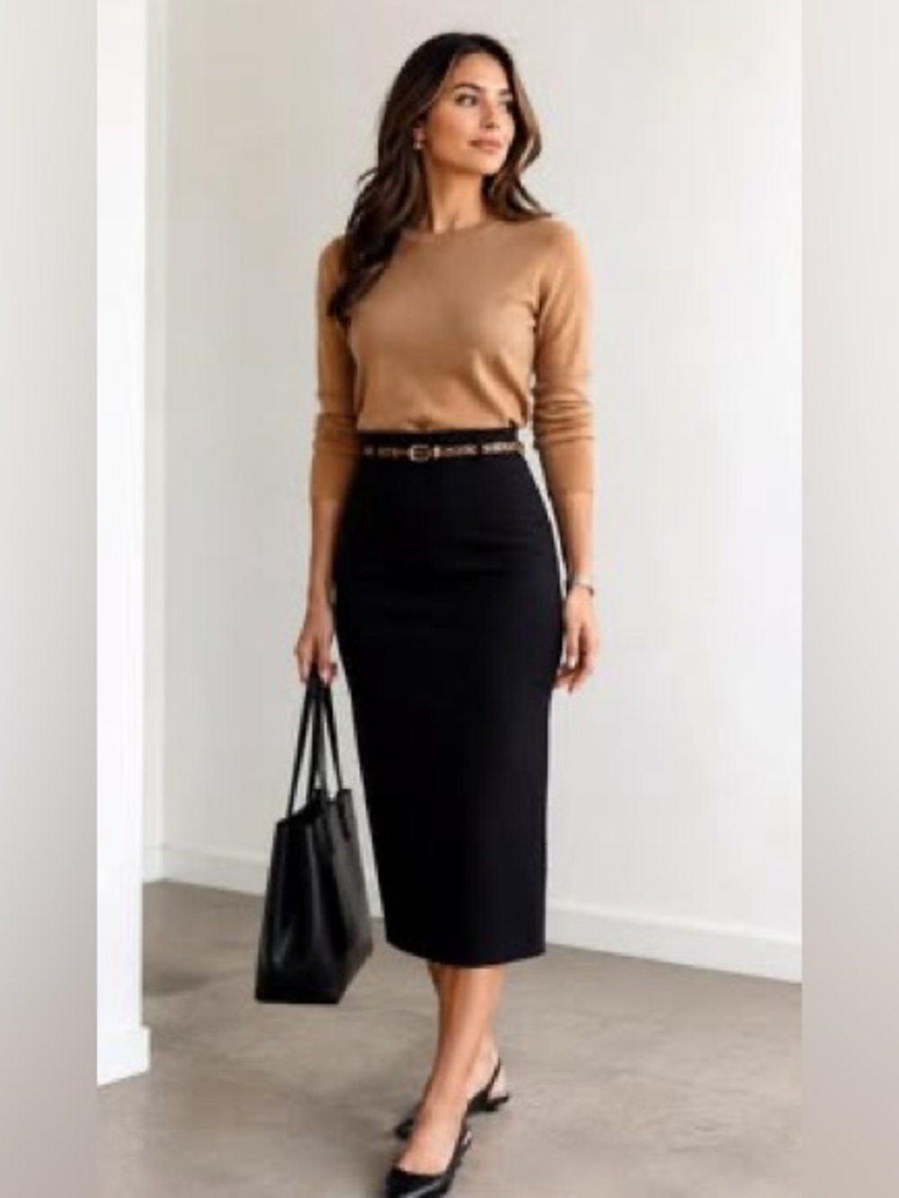 Emma James Black Column Pencil Skirt